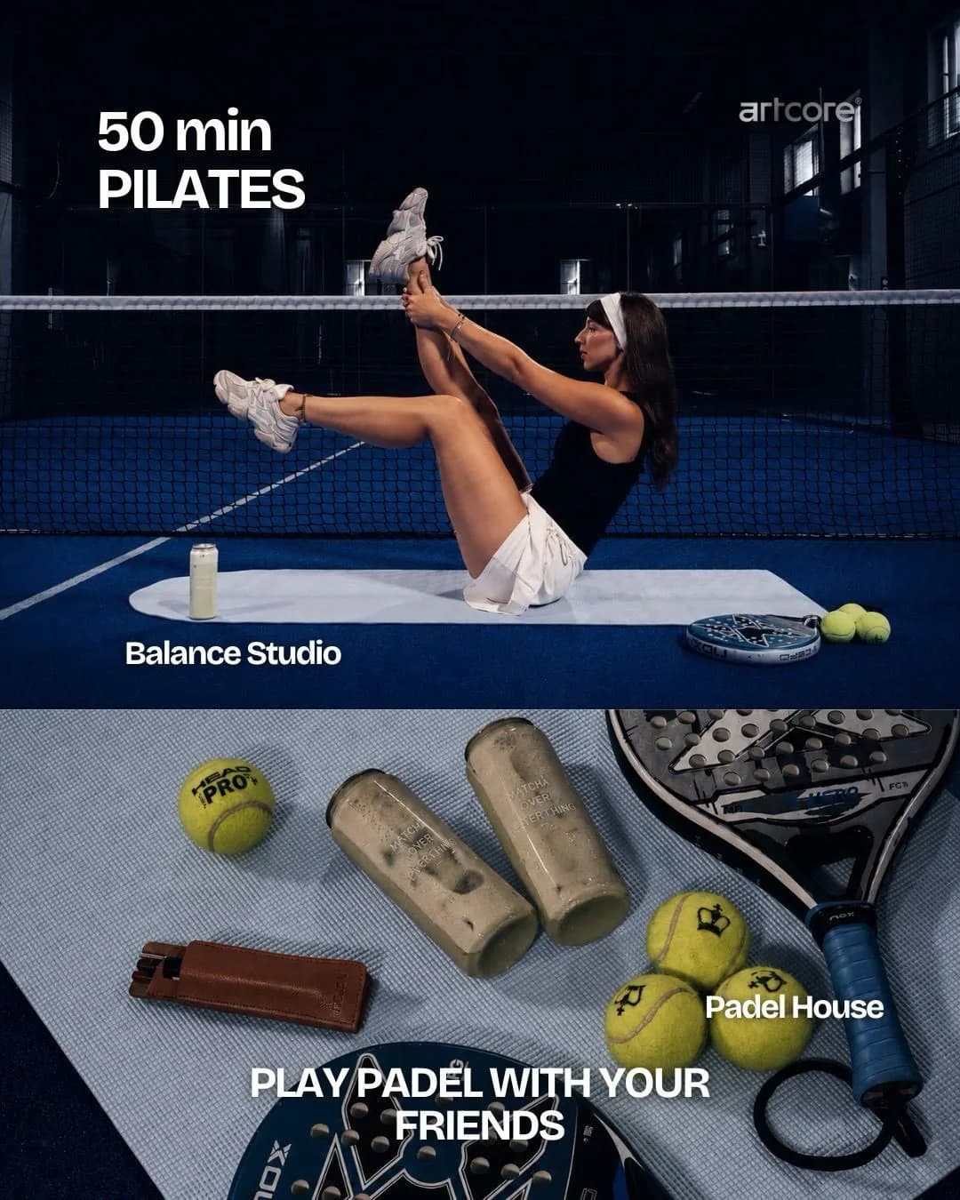 50 de minute de pilates pe terenul de padel, apoi padel cu prietenele